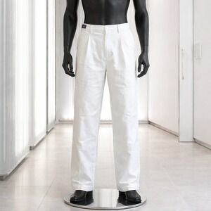 Empra Mens 44x34 White 100% Linen Pants Straight Leg Cuffed LN-701 NWT